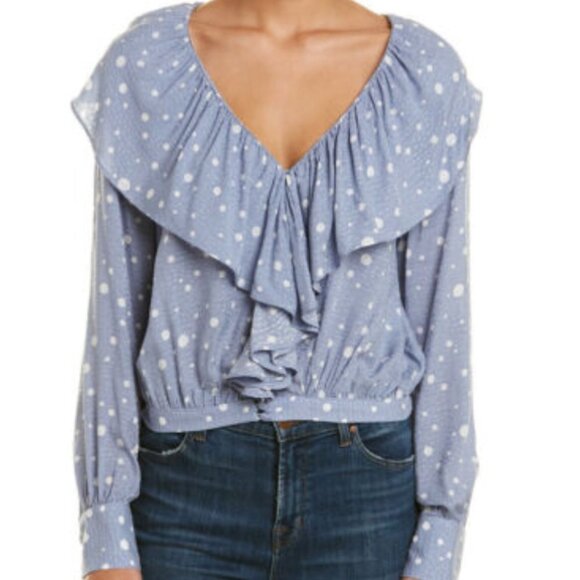 Lumiere Tops - Lumiere Polka Dotted Ruffle Blouse Size S